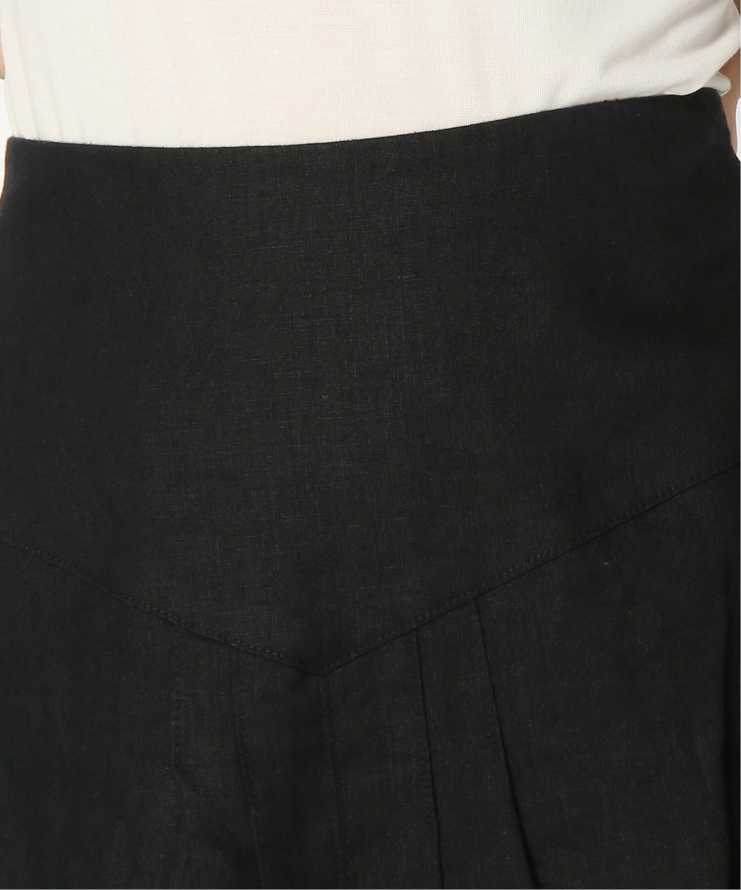 (W)リネン100%フロントタックAラインスカート